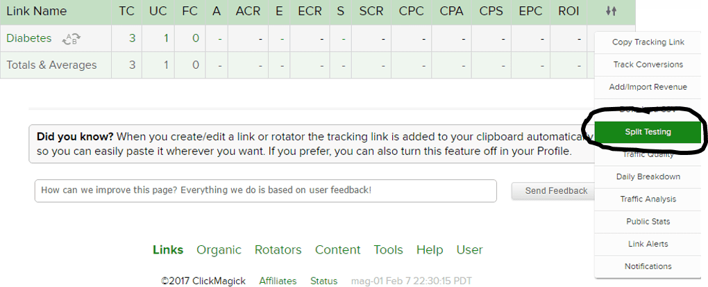Setting Up A/B or Split Testing On Your ClickMagick